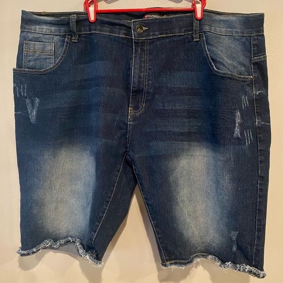 Y2K Vintage Southpole Jean Shorts Size 48 Stretch Jorts Grunge Skater Raw Hem - Picture 2 of 9